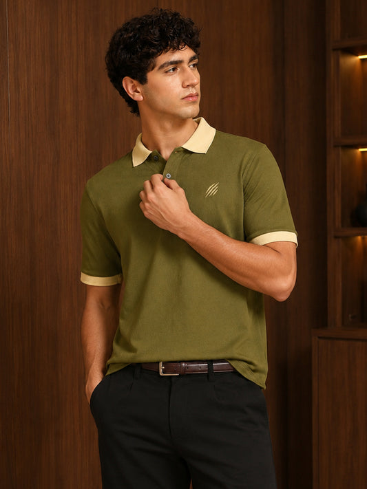 Leotude Men's Olive Green Claw Polo T-Shirt