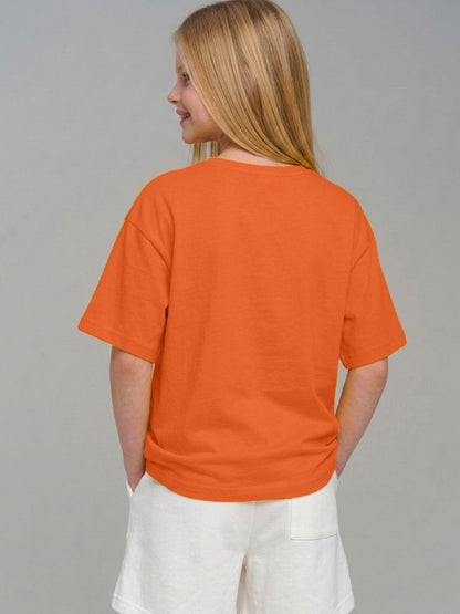Leotude Girls' Orange Racing Boy Printed T-Shirt