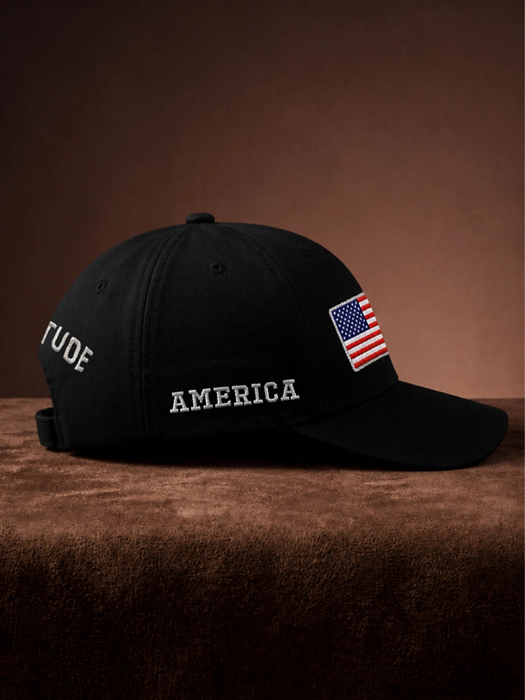 Leotude USA Flag Embroidered Cap — Unisex Cotton Baseball Cap (Black)