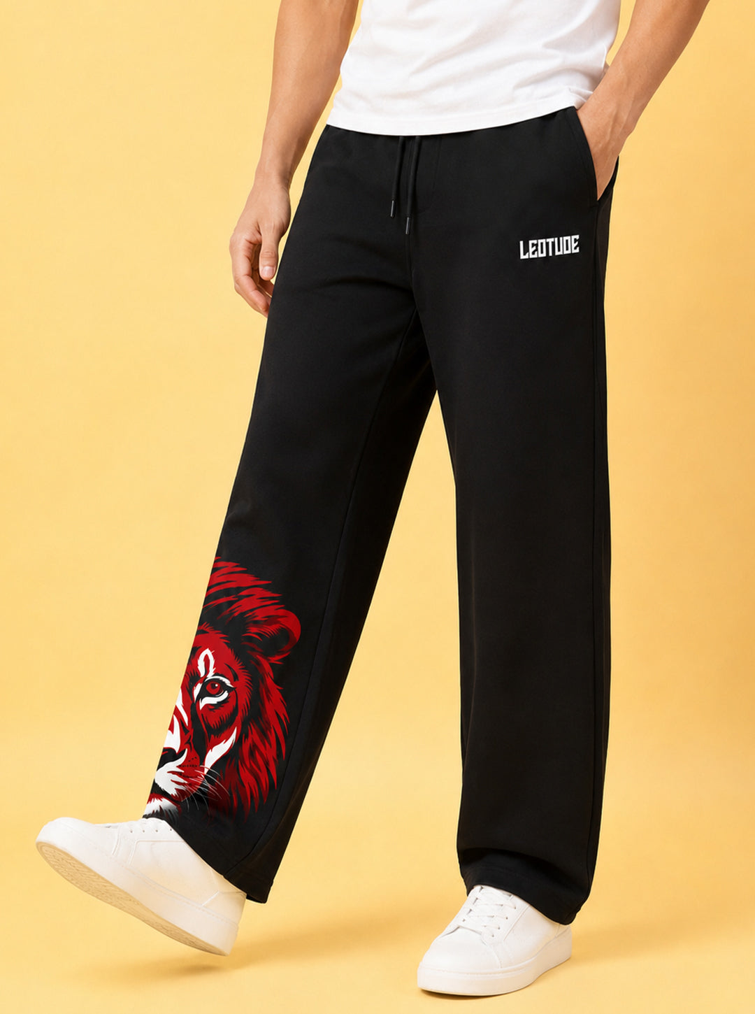 Leotude Men's Black Alpha Premium Trackpants