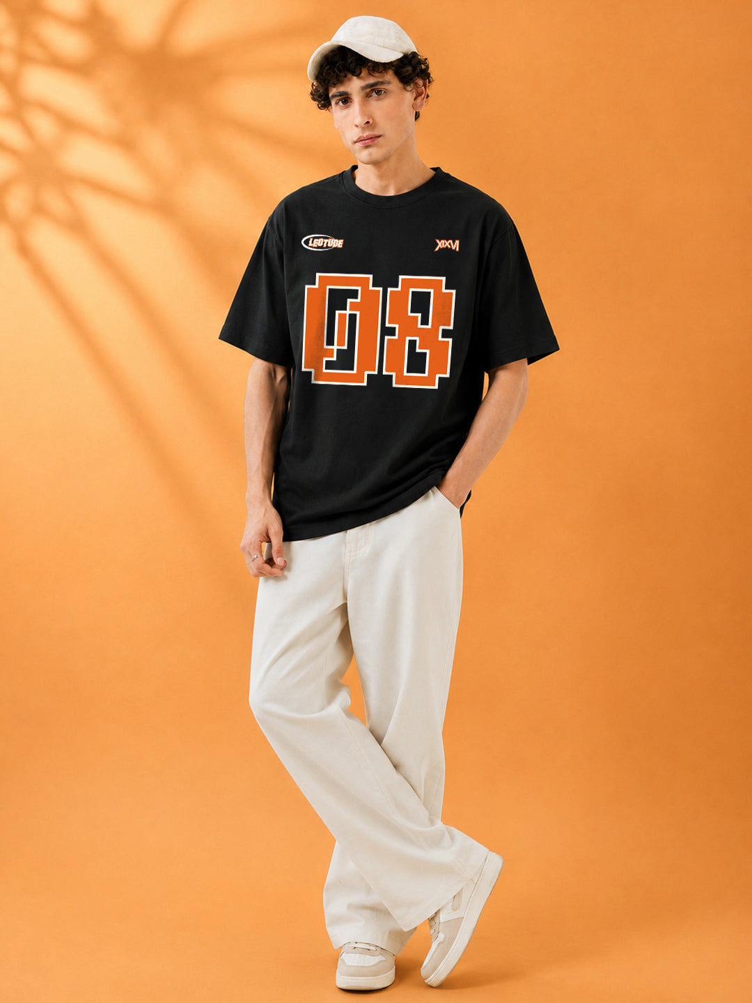 Leotude Black 08 Printed Oversized Tshirt for Men