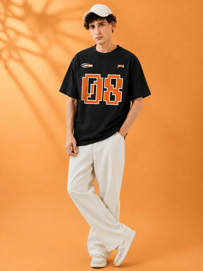 Leotude Black 08 Printed Oversized Tshirt for Men