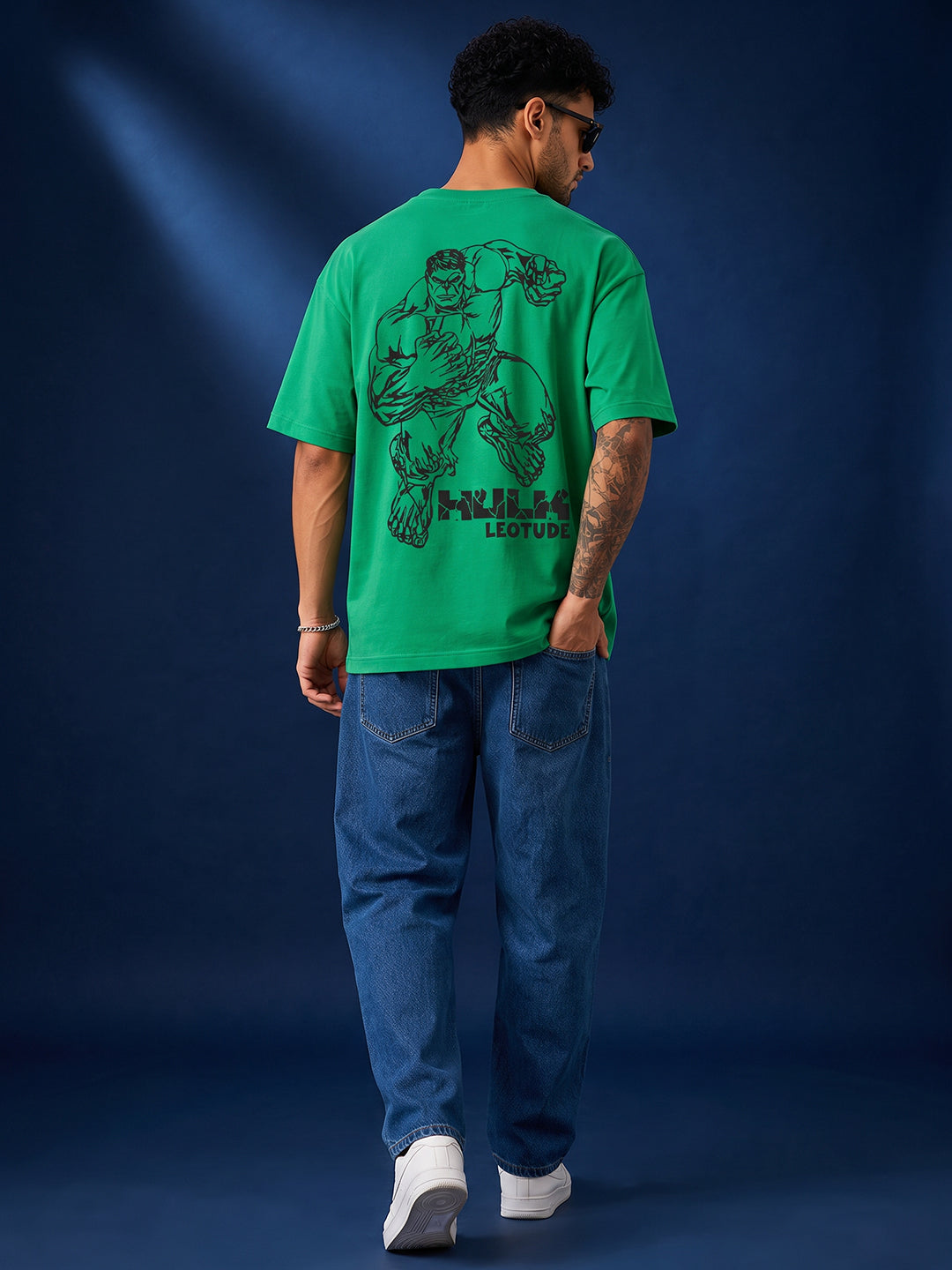 Leotude Men's Hulk Graphic Green Oversized T-Shirt