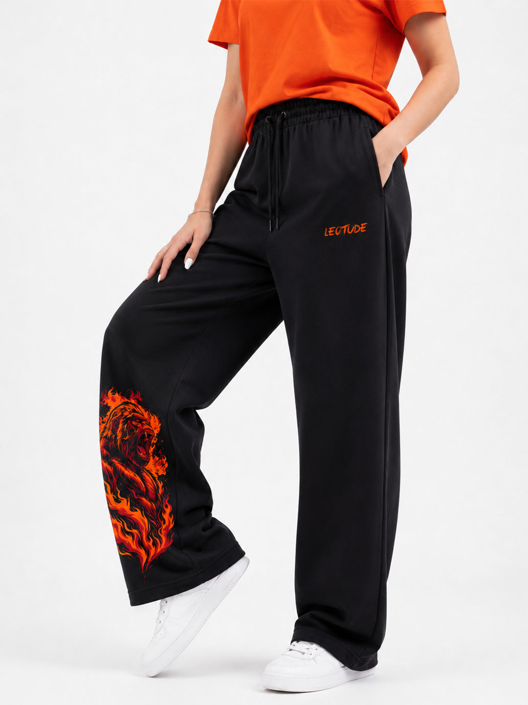 Leotude Women's Black Blaze Ape Premium Trackpants