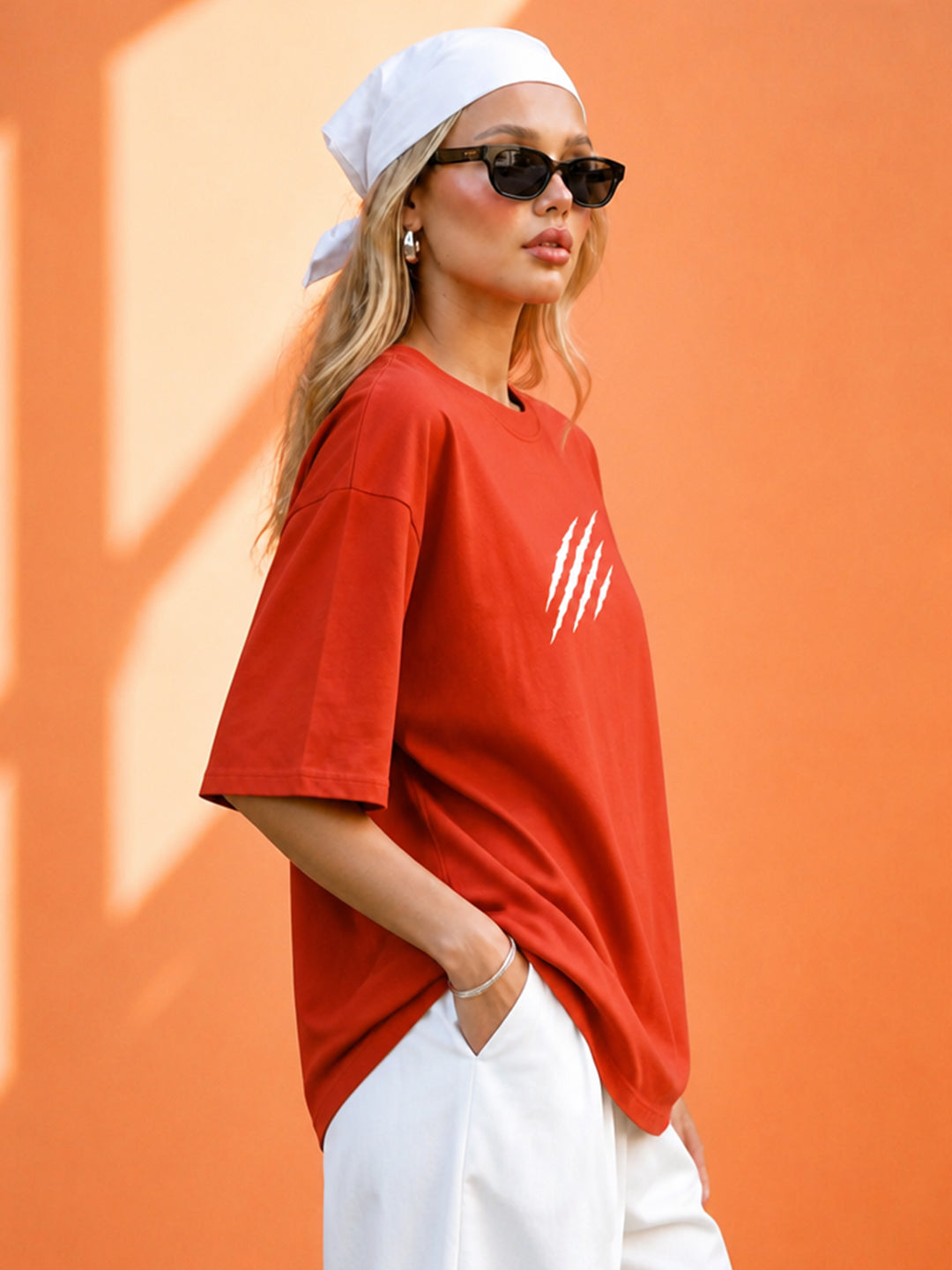 Leotude Women's Orange Claw Mark Premium T-Shirt