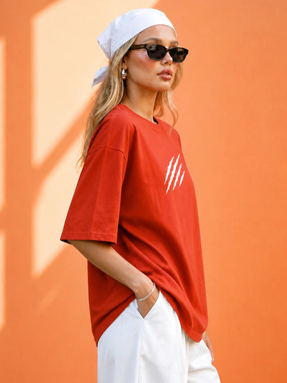 Leotude Women's Orange Claw Mark Premium T-Shirt