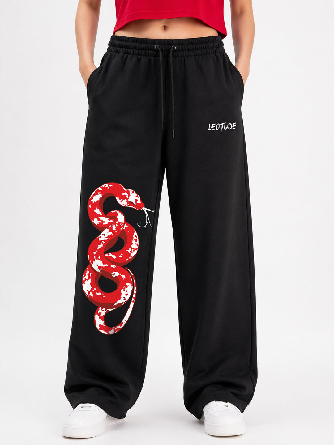 Leotude Women's Black Snake Premium Trackpants