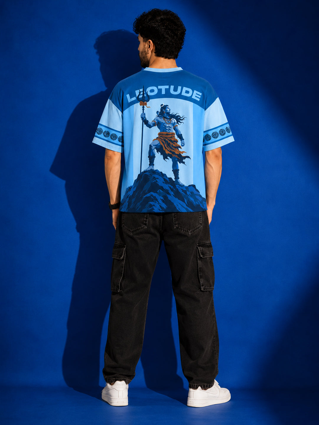 Leotude Men's Blue Mahadev Printed T-Shirt