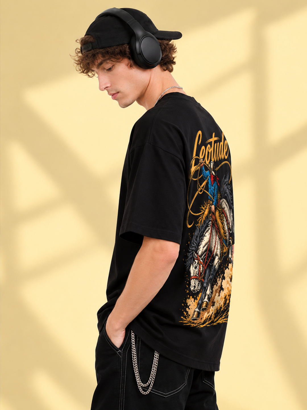 Leotude Men's Black Rodeo Rider T-Shirt