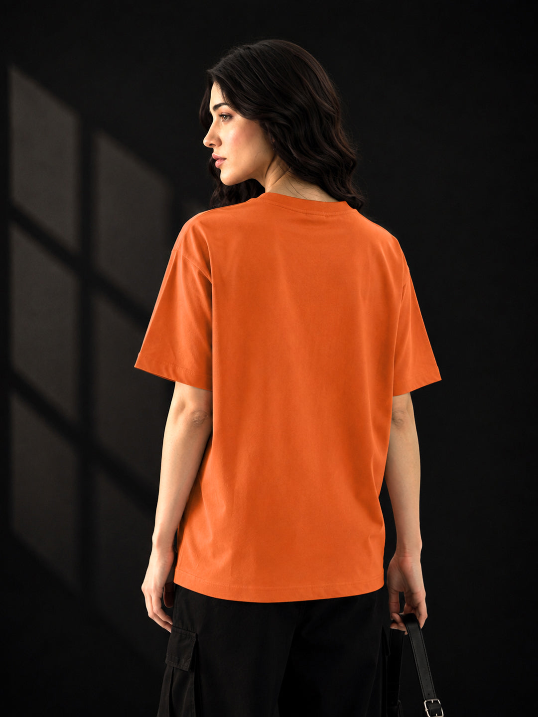 Leotude Orange Sumwon Printed Oversized Tshirt for Women