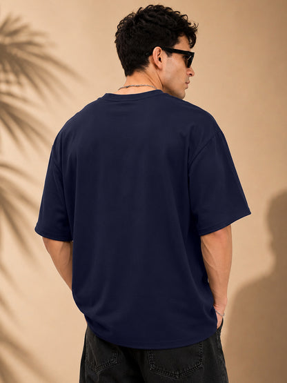 Leotude Men "Vintage" Printed Oversized T-Shirt — Navy Blue Streetwear Tee