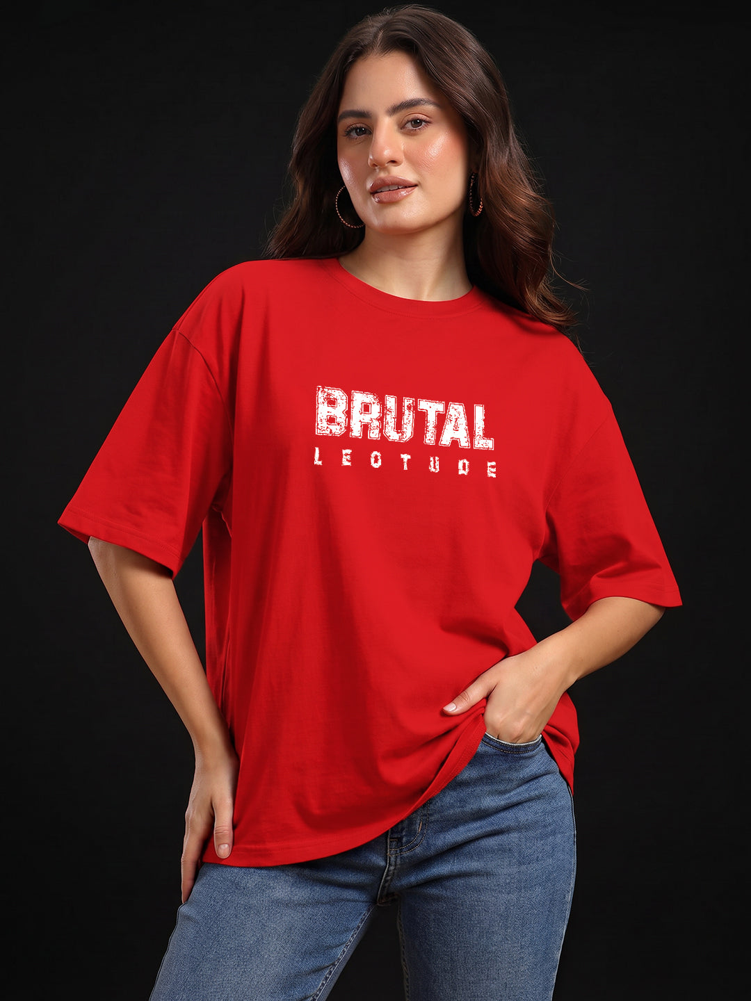 Leotude Women's Red Brutal Premium T-Shirt