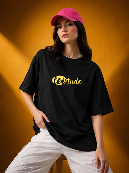 Leotude Women's Black Snake Premium Puff Print T-Shirt