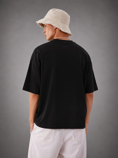 Leotude Men's "Rich One Day" Printed Oversized T-Shirt — Black Streetwear Tee