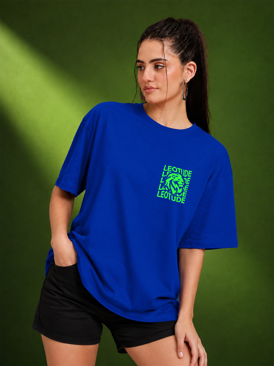 Leotude Blue Waves Printed Oversized Tshirt for Women