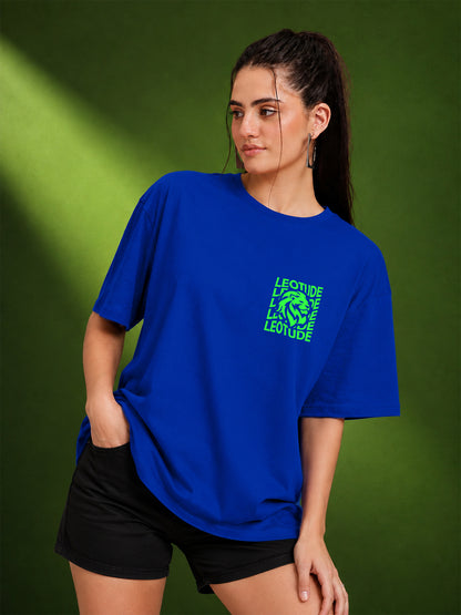 Leotude Blue Waves Printed Oversized Tshirt for Women