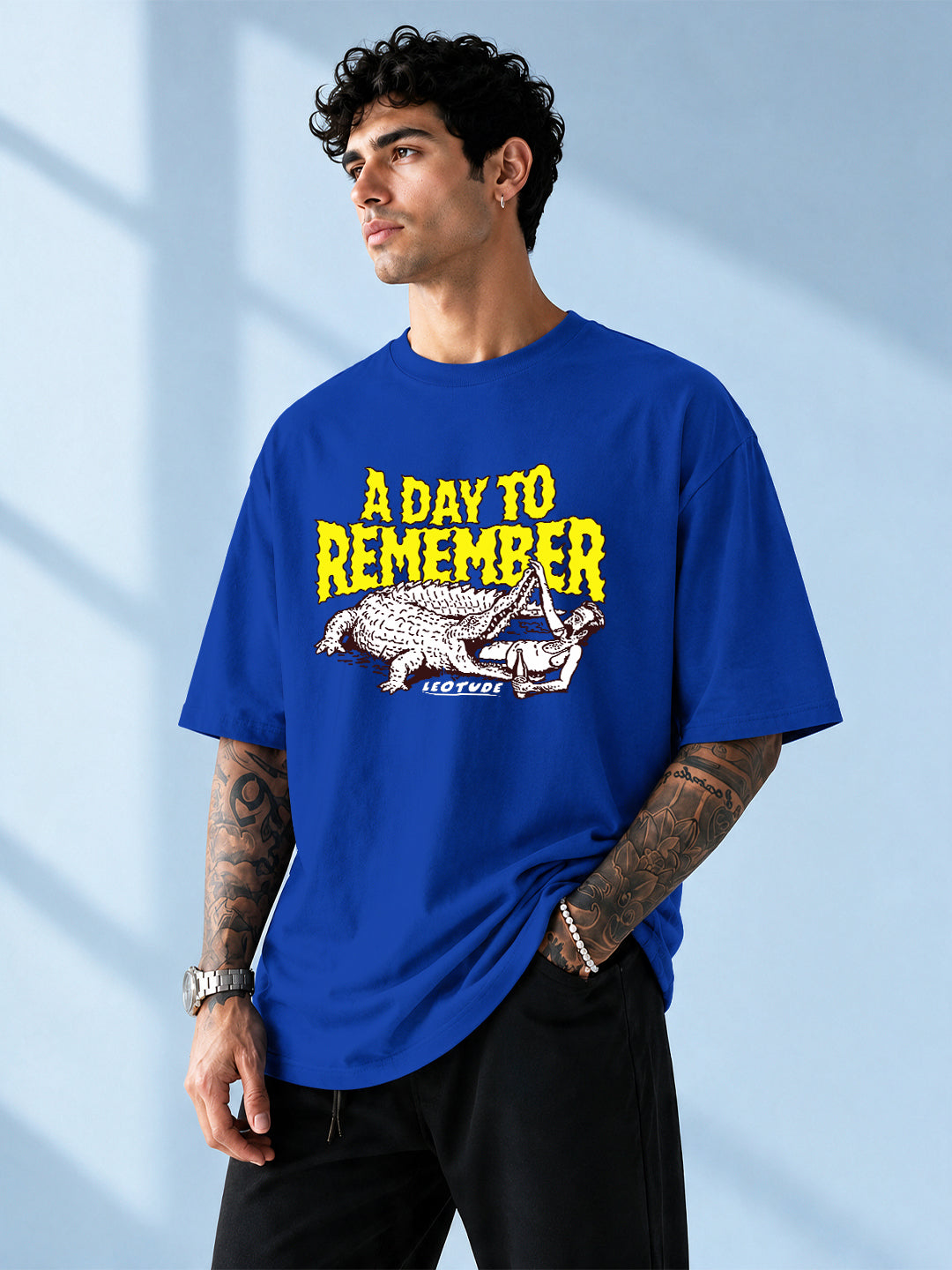 Leotude Men "A Day To Remember" Royal Blue Oversized T-Shirt