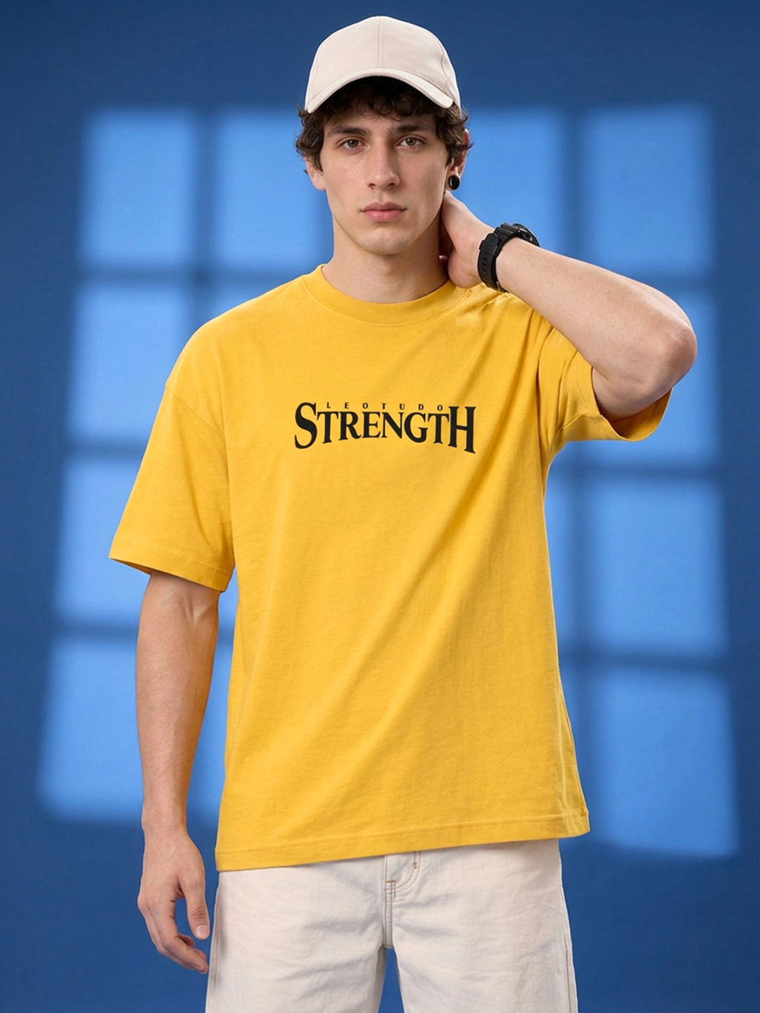 Leotude Men "Limitless Strength" Yellow Oversized T-Shirt
