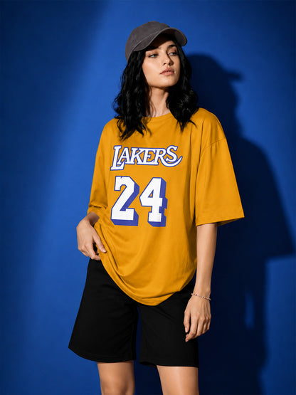 Leotude Mustard Court 24 Printed Oversized Tshirt for Women
