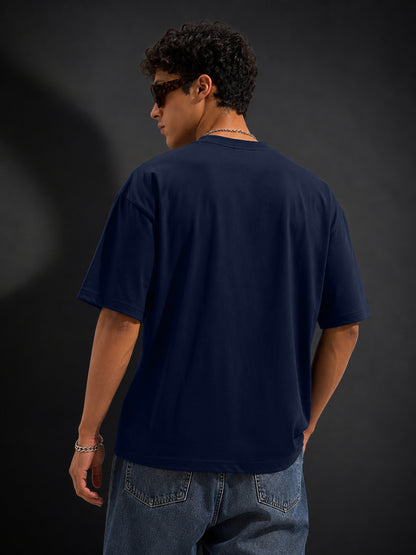 Leotude Men's "Nobody Can Drag Me Down" Printed Oversized T-Shirt — Navy Streetwear Tee