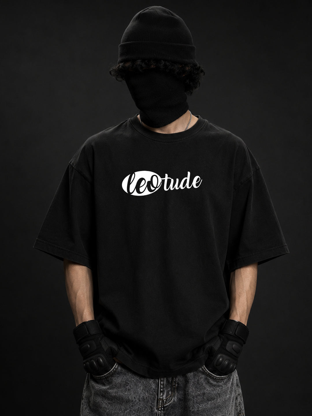 Leotude Men's Black Nightbat Premium Puff Print T-Shirt