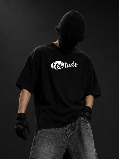 Leotude Men's Black Nightbat Premium Puff Print T-Shirt