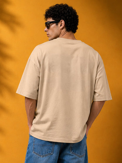 Leotude Men "Loyalty Is A Myth" Beige Oversized T-Shirt