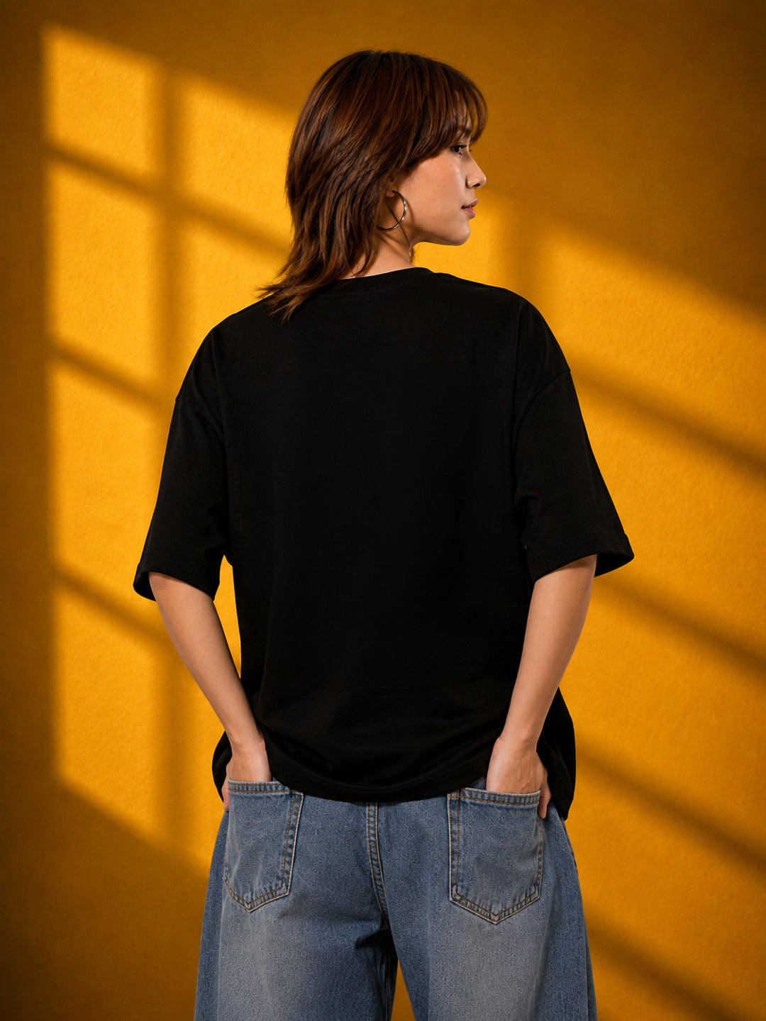 Leotude Black Fury Printed Oversized Tshirt for Women