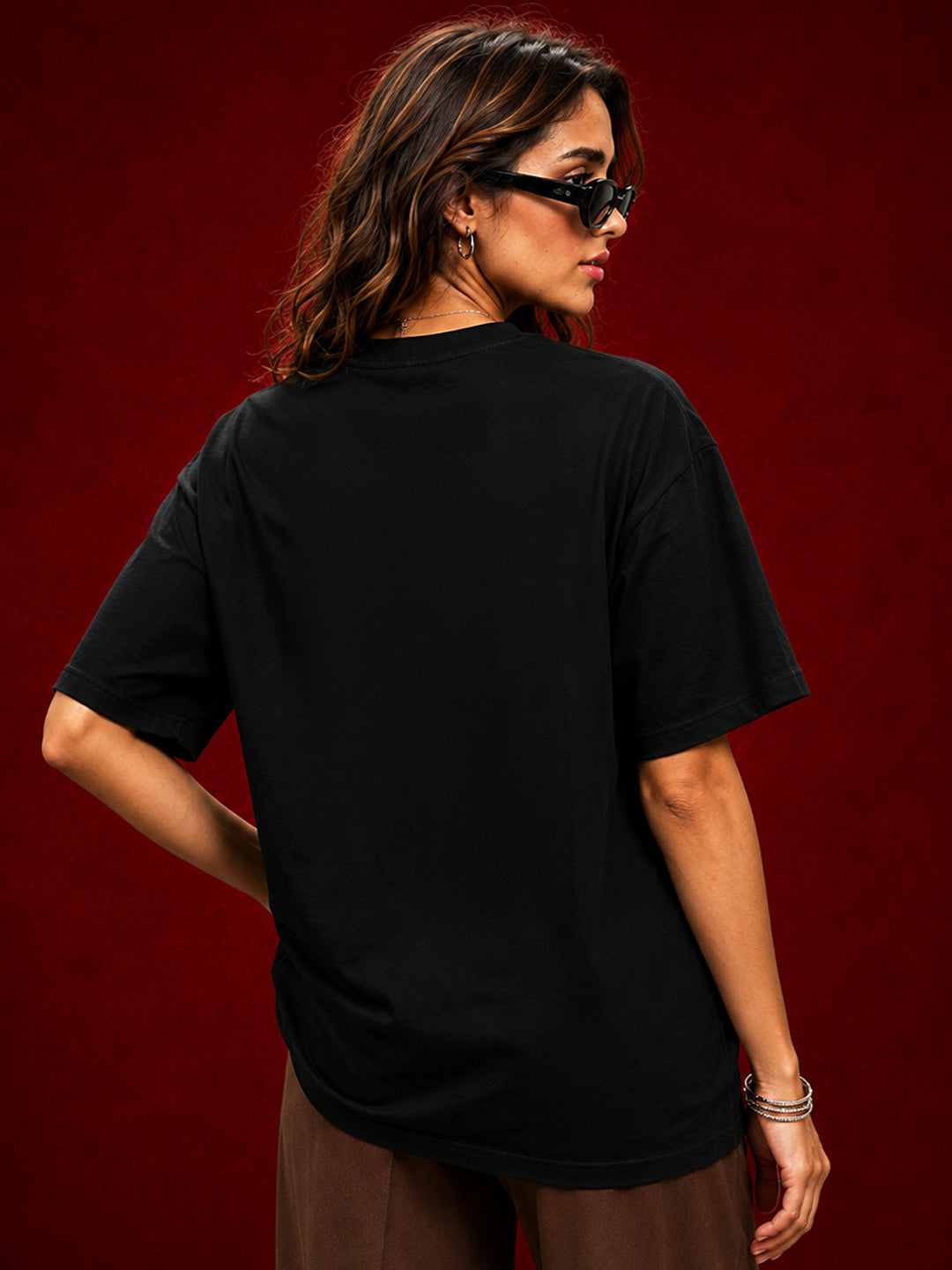 Leotude Black Its Not Me Printed Oversized Tshirt for Women