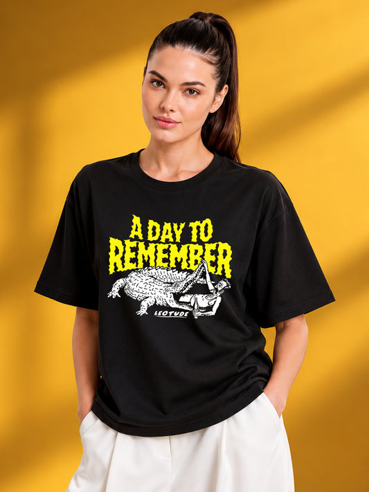 Leotude Women "A Day To Remember" Black Oversized T-Shirt