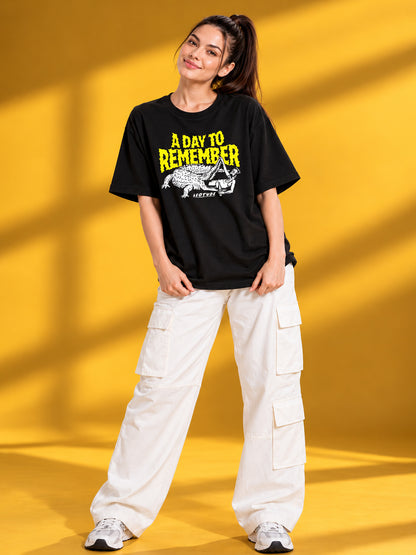 Leotude Women "A Day To Remember" Black Oversized T-Shirt