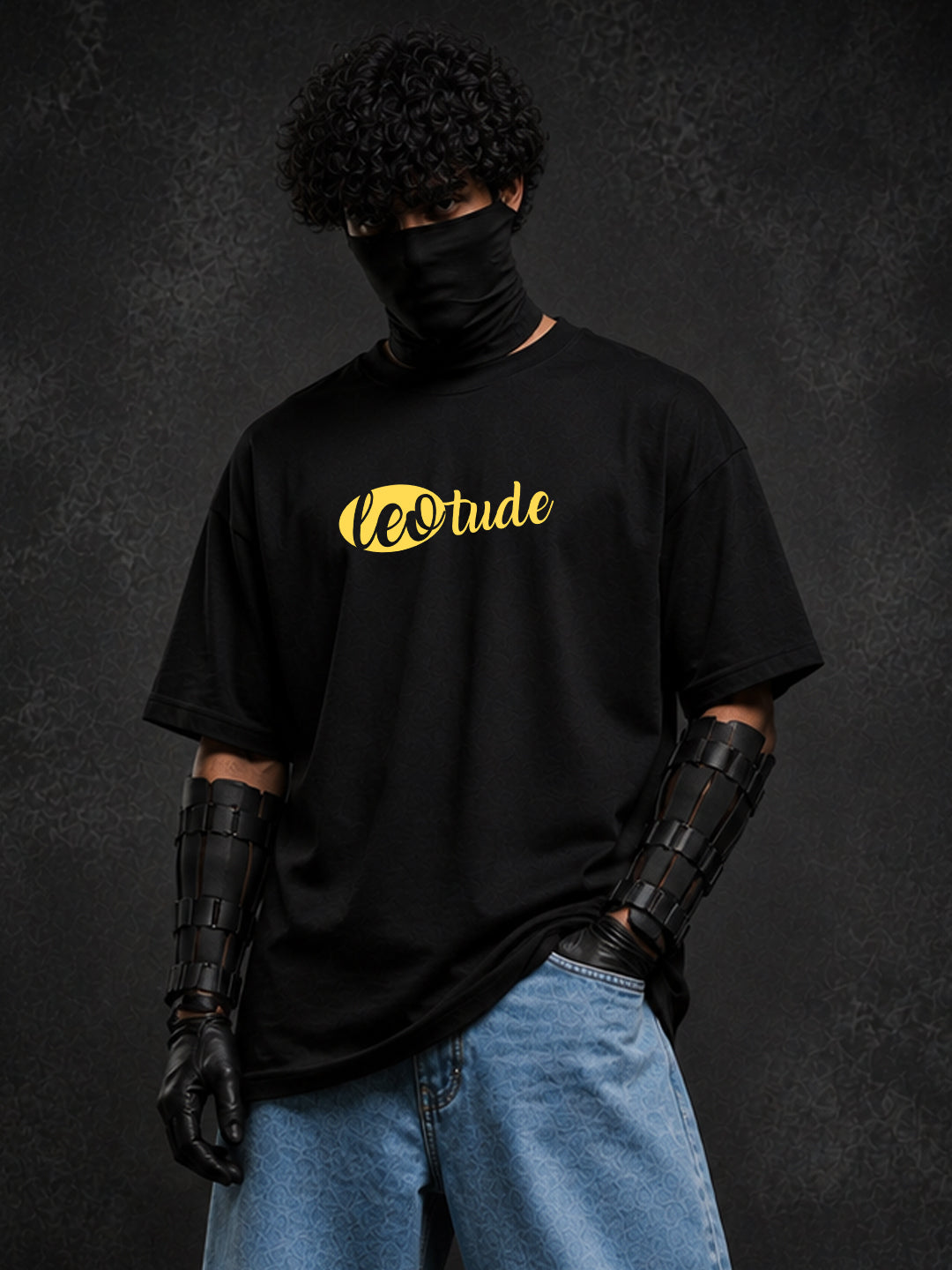 Leotude Men's Black Serpent Premium Puff Print T-Shirt
