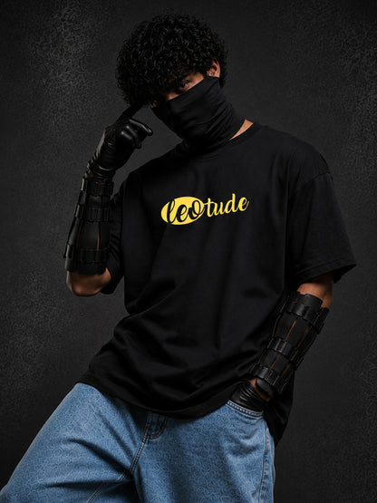 Leotude Men's Black Serpent Premium Puff Print T-Shirt
