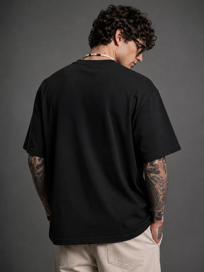 Leotude Men's "Stud" Printed Oversized T-Shirt — Black Streetwear Tee