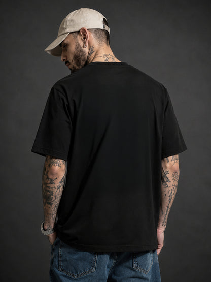 Leotude Men's "Just Roar" Bandana Print Oversized T-Shirt — Black Streetwear Tee