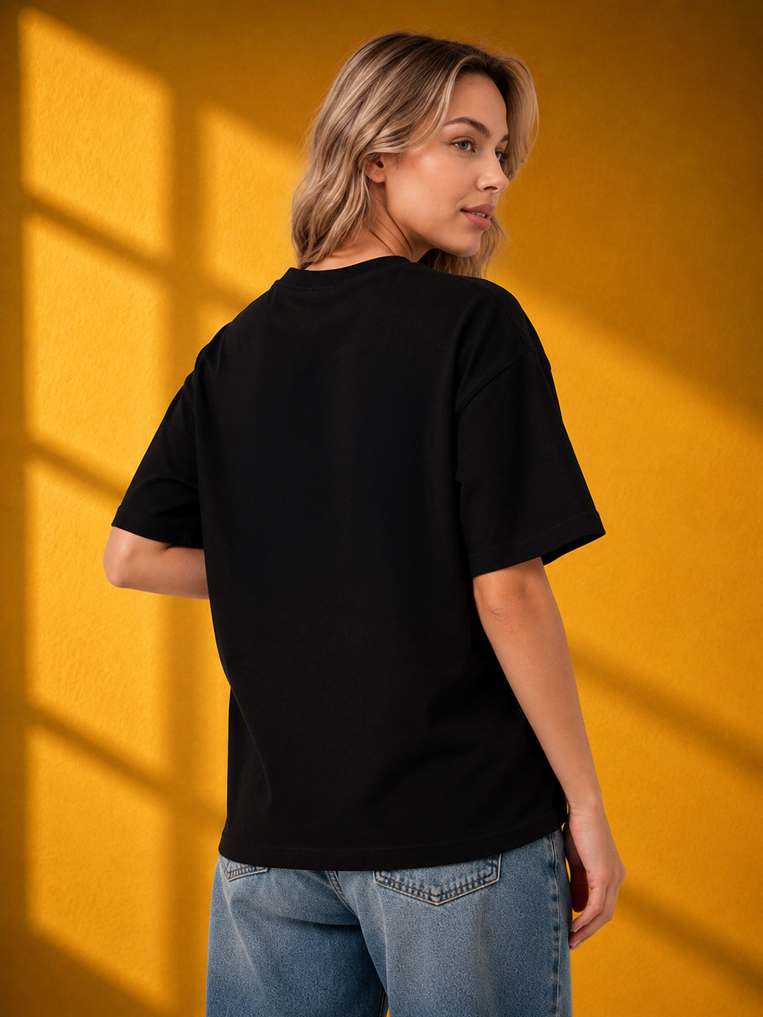 Leotude Black Hope Printed Oversized Tshirt for Women