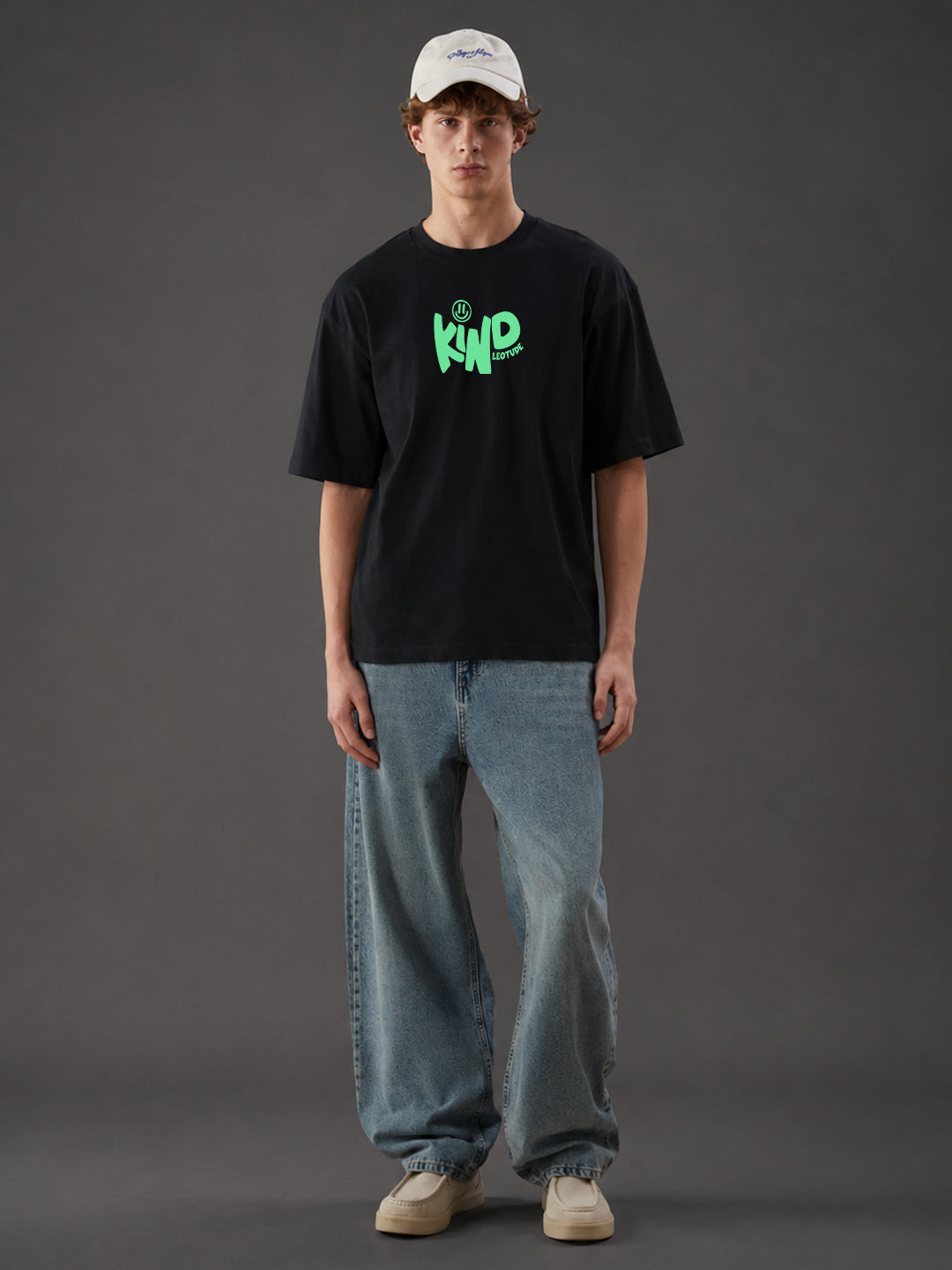 Leotude Men's "Kind People" Back Print Oversized T-Shirt — Black Streetwear Tee