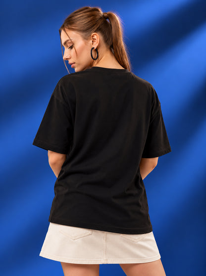 Leotude Women "Sports" Black Oversized T-Shirt