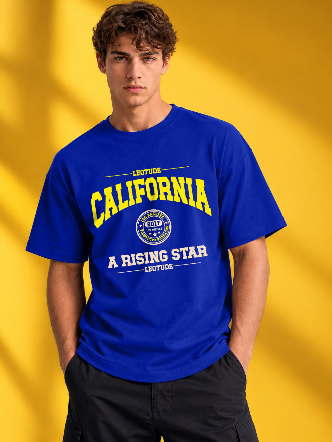 Leotude Men "California" Royal Blue Oversized T-Shirt