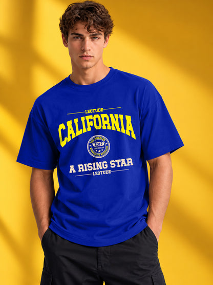 Leotude Men "California" Royal Blue Oversized T-Shirt