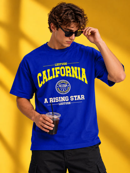 Leotude Men "California" Royal Blue Oversized T-Shirt