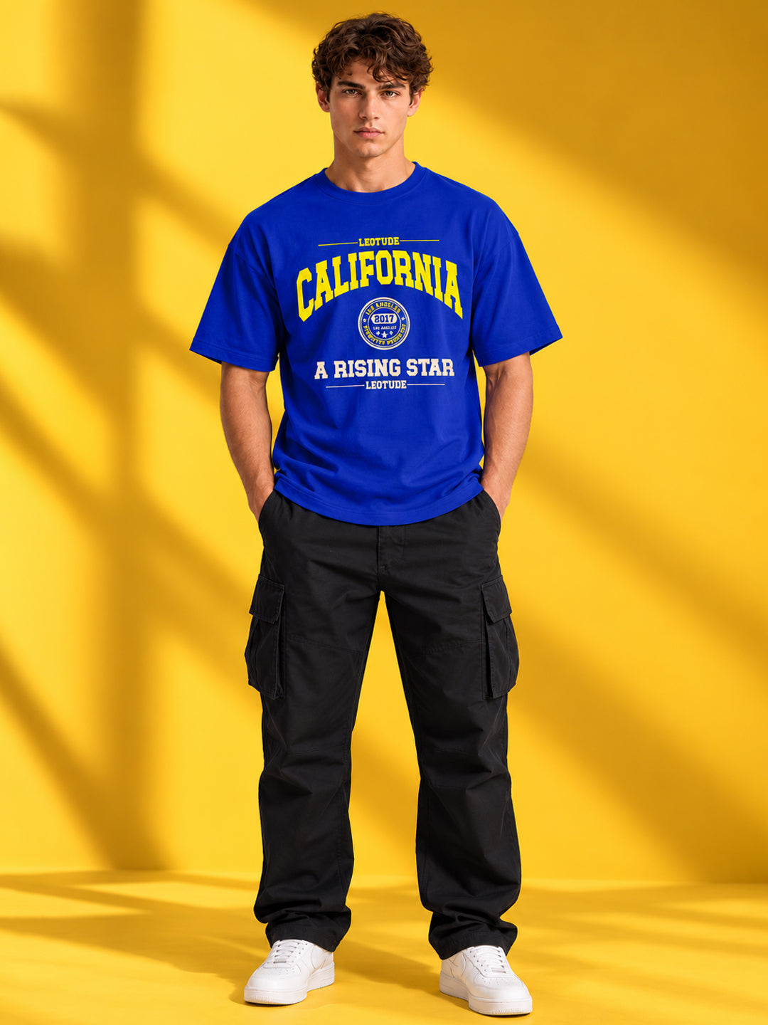 Leotude Men "California" Royal Blue Oversized T-Shirt