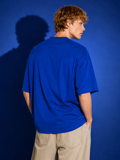 Leotude Men's "Walk Through The Fire" Printed Oversized T-Shirt — Royal Blue Streetwear Tee