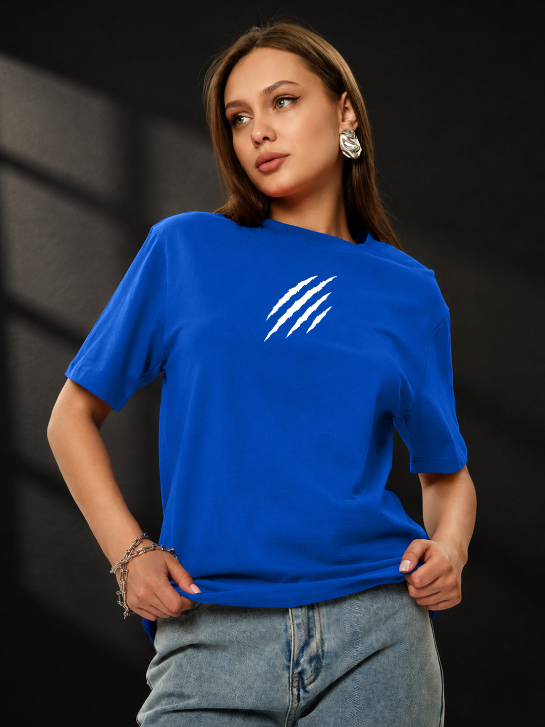 Leotude Women's Blue Claw Mark Premium T-Shirt