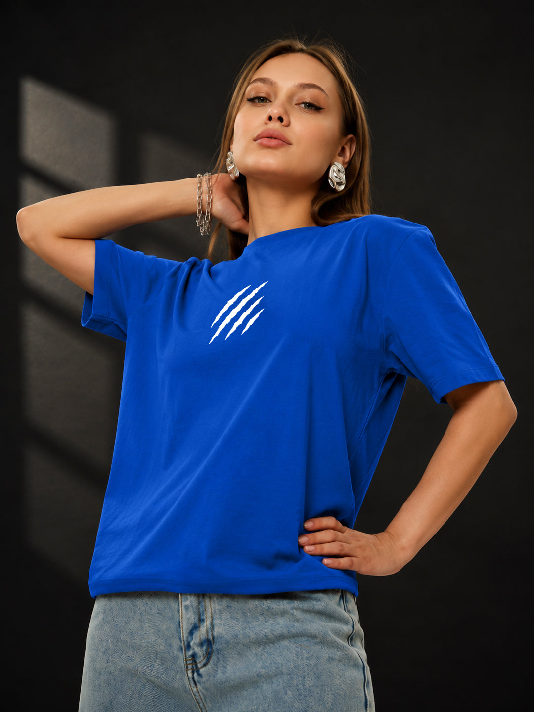 Leotude Women's Blue Claw Mark Premium T-Shirt