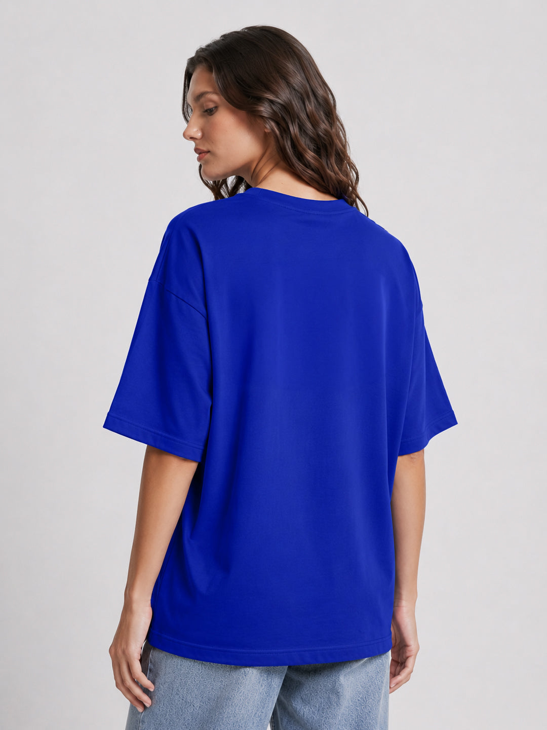 Leotude Women "Tokyo Street" Printed Oversized T-Shirt — Royal Blue Graphic Tee