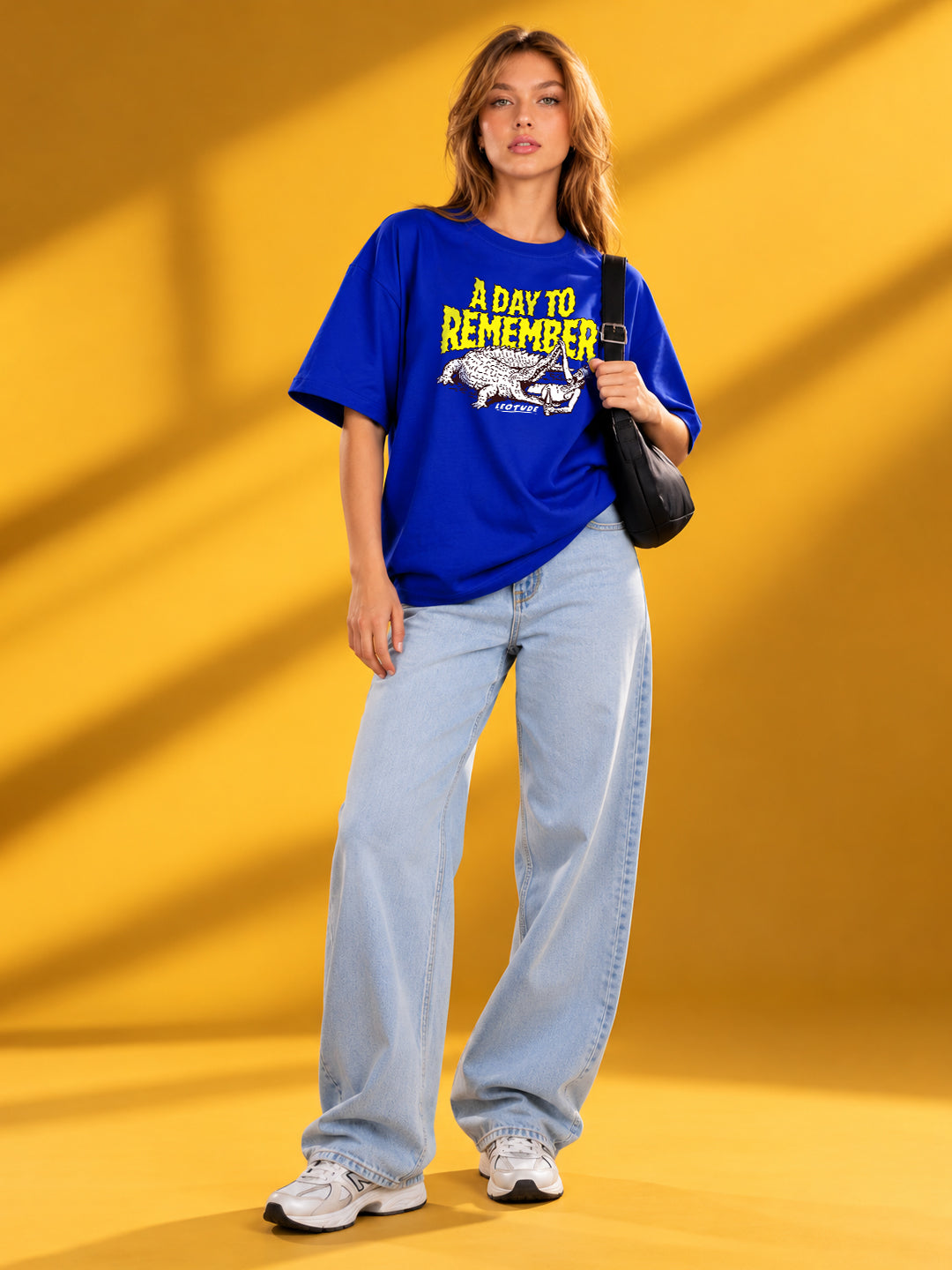 Leotude Women "A Day To Remember" Royal Blue Oversized T-Shirt