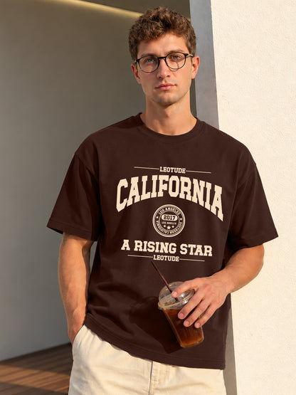 Leotude Men "California" Brown Oversized T-Shirt