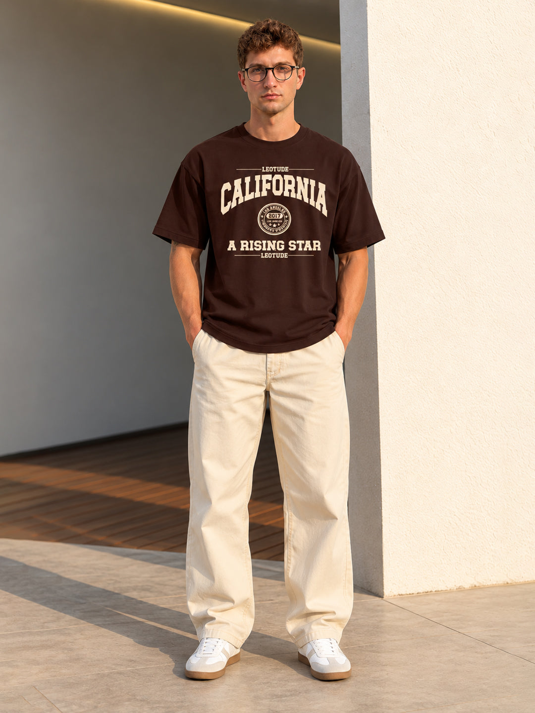Leotude Men "California" Brown Oversized T-Shirt