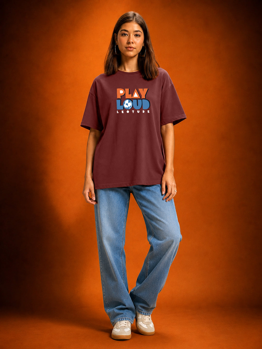 Leotude Women's Maroon Play Loud Premium T-Shirt